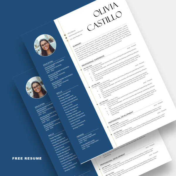 Free Professional and Minimal Resume CV US & A4 size Simple Word Resume template in word