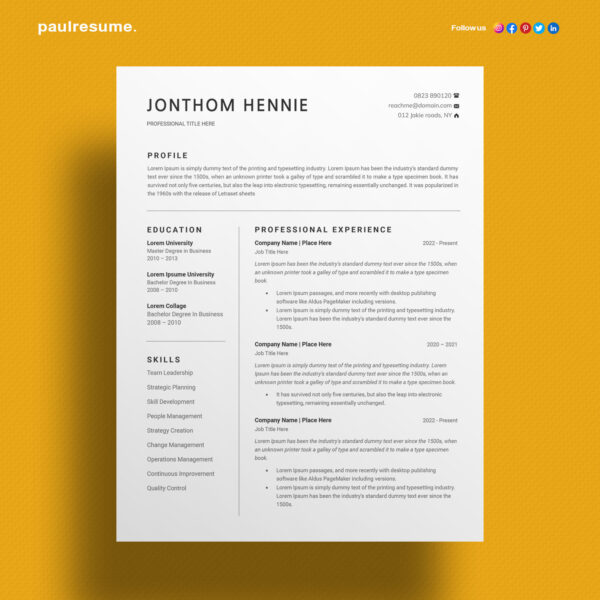 Free resume template in microsoft word